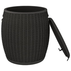Coffre boîte meuble de jardin rangement 4 en 1 noir polypropylene