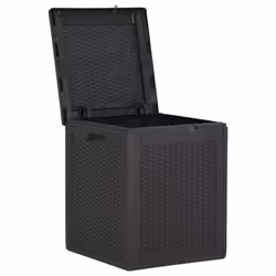 Coffre boîte meuble de jardin rangement 90 litres pp rotin noir