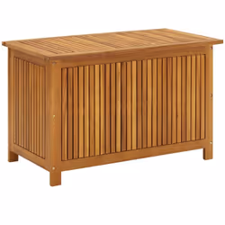 Cette boîte de rangement en bois de jardin dégage un charme rustique et se veut un complément idéal à votre espace de vie ext ...