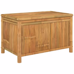 Cette boîte de rangement de jardin en bambou offre un grand espace de rangement pour les coussins de meubles de jardin, les j ...