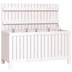 Coffre boîte meuble de jardin rangement 115 x 49 x 60 cm bois de pin blanc