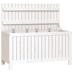Coffre boîte meuble de jardin rangement 115 x 49 x 60 cm bois de pin blanc