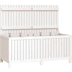 Coffre boîte meuble de jardin rangement blanc 147 x 68 x 64 cm bois de pin