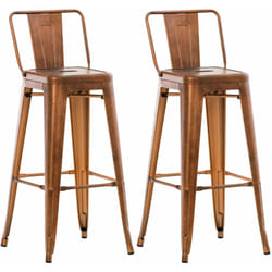 Lot de 2 tabourets de bar design industriel en métal avec repose-pied couleur cuivre 100001008