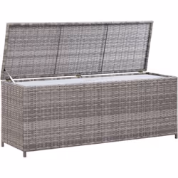 Cette caisse de stockage de jardin en résine tressée sera idéale pour ranger et stocker les couvertures, les oreillers, les c ...
