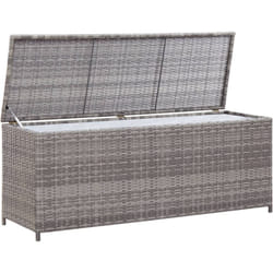 Coffre boîte meuble de jardin rangement 120 x 50 x 60 cm résine tressée gris