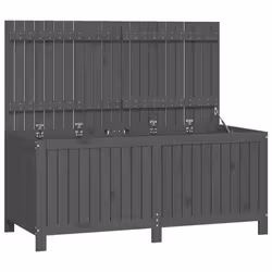 Coffre de jardin - Bois de pin - 147 x 68 x 64 cm - Couverture hydraulique - Grande ventilation - Gris