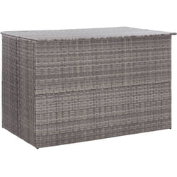 Coffre boîte meuble de jardin rangement gris 150 x 100 x 100 cm résine tressée
