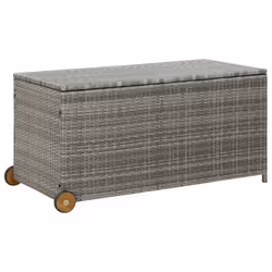 Coffre boîte meuble de jardin rangement 120 x 65 x 61 cm rotin gris clair