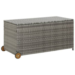 Coffre boîte meuble de jardin rangement 120 x 65 x 61 cm rotin gris clair
