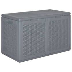 Coffre boîte meuble de jardin rangement PP rotin 180 litres gris
