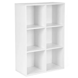Meuble de rangement - Blanc - 6 casiers - Design contemporain - 655 x 30 x 975 cm - Salon