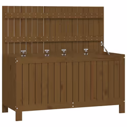 Coffre boîte meuble de jardin rangement 115 x 49 x 60 cm bois pin marron miel