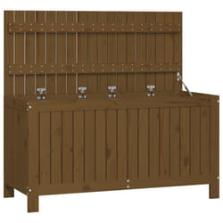 Coffre boîte meuble de jardin rangement 115 x 49 x 60 cm bois pin marron miel