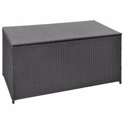 Coffre boîte meuble de jardin rangement noir 120 x 50 x 60 cm resine tressee