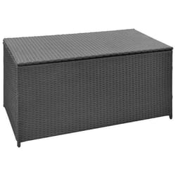 Coffre boîte meuble de jardin rangement noir 120 x 50 x 60 cm resine tressee