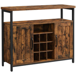Helloshop26 - Meuble de rangement buffet avec porte-bouteilles placard 2 portes pour salle à manger salon cuisine 100 x 35 x 81,4 cm style industriel