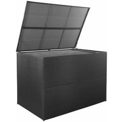 Coffre boîte meuble de jardin rangement 150 x 100 x 100 cm résine tressée noir