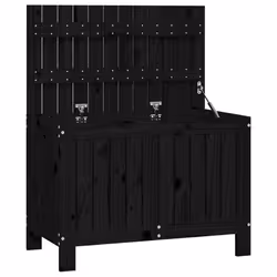 Coffre boîte meuble de jardin rangement 76 x 425 x 54 cm bois massif pin noir