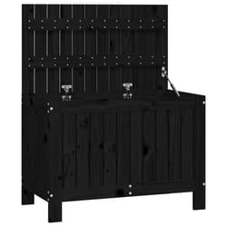 Coffre boîte meuble de jardin rangement 76 x 425 x 54 cm bois massif pin noir