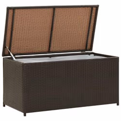 Coffre boîte meuble de jardin rangement resine tressee 100 x 50 x 50 cm marron