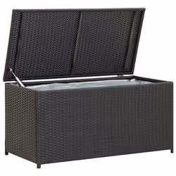Coffre boîte meuble de jardin rangement resine tressee 100 x 50 x 50 cm noir