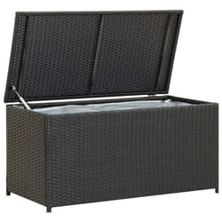 Coffre boîte meuble de jardin rangement resine tressee 100 x 50 x 50 cm noir