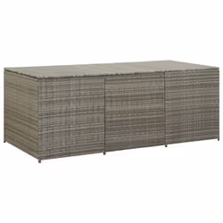 Coffre boîte meuble de jardin rangement resine tressee 180 x 90 x 75 cm gris