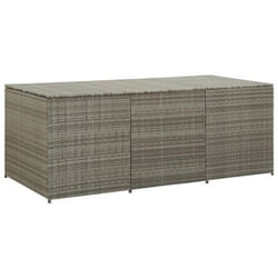 Coffre boîte meuble de jardin rangement resine tressee 180 x 90 x 75 cm gris