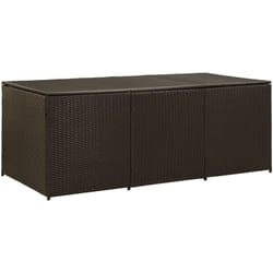 Coffre boîte meuble de jardin rangement résine tressée 180 x 90 x 75 cm marron