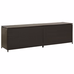 Coffre boîte meuble de jardin rangement resine tressee 200 x 50 x 60 cm marron