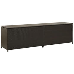 Coffre boîte meuble de jardin rangement resine tressee 200 x 50 x 60 cm marron