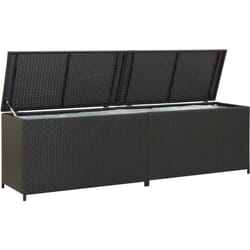 Coffre boîte meuble de jardin rangement résine tressée 200 x 50 x 60 cm noir