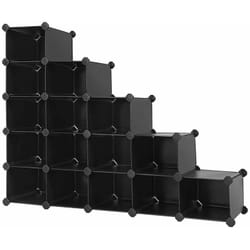 Helloshop26 - Meuble de rangement modulable 16 compartiments étagère en plastique avec portes pour vêtements chaussures jouets livres assemblage