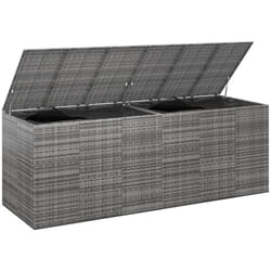 Helloshop26 - Boîte à coussins de jardin résine tressée 291 x 100,5 x 104 cm gris