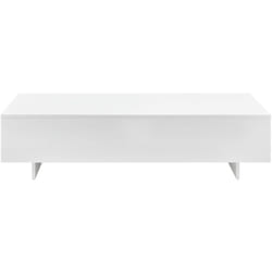 Table basse de salon panneau de particules mélaminé 115 cm blanc brillant
