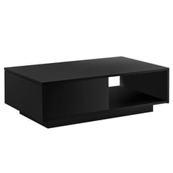 Table basse de salon avec tiroir et compartiment de rangement 95 x 55 cm panneau 15 mm noir