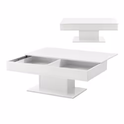 Table basse de salon avec 2 espaces de rangement interieurs 40 x 110 x 60 cm blanc