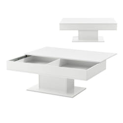 Table basse de salon avec 2 espaces de rangement interieurs 40 x 110 x 60 cm blanc