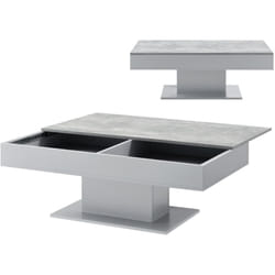 Table basse de salon avec 2 espaces de rangement 110 cm effet béton gris