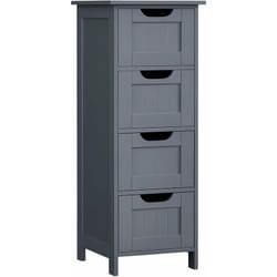 Meuble de salle de bain sur pieds placard de rangement avec 4 tiroirs commode 82 cm pour salon cuisine et couloir gain de place gris