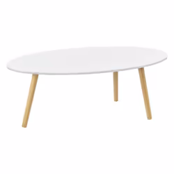 Table basse pour salon avec pieds bois MDF revetu PVC 110 cm blanc