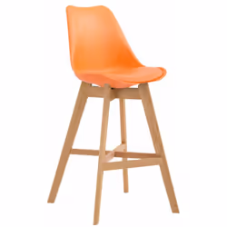 Tabouret de bar style scandinave avec repose-pieds en bois assises en plastique et synthétique orange Coque en plastique Assi ...