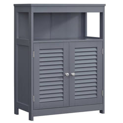 Meuble de salle de bain - Non spécifié - 2 portes persiennes - Gris - MDF - 60x30x80 cm