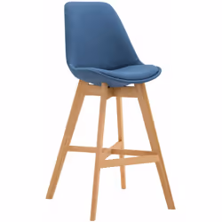 Tabouret de bar chaise haute design moderne en tissu bleu Le dossier et le repose-pied permettent une posture correcte. La st ...