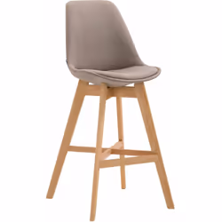 Tabouret de bar chaise haute design moderne en tissu taupe Le dossier et le repose-pied permettent une posture correcte. La s ...