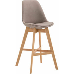 Tabouret de bar chaise haute design scandinave moderne en tissu taupe 100000927