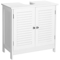 Meuble sous lavabo meuble de salle de bain placard de rangement 60 x 30 x 60 cm avec 2 portes persiennes planche réglable poignées style nordique
