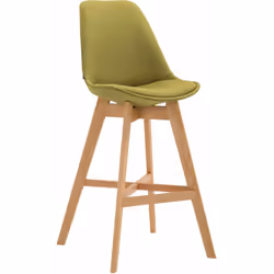 Tabouret de bar chaise haute design moderne en tissu vert Le dossier et le repose-pied permettent une posture correcte. La st ...