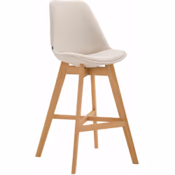 Tabouret de bar chaise haute design moderne en tissu crème Le dossier et le repose-pied permettent une posture correcte. La s ...